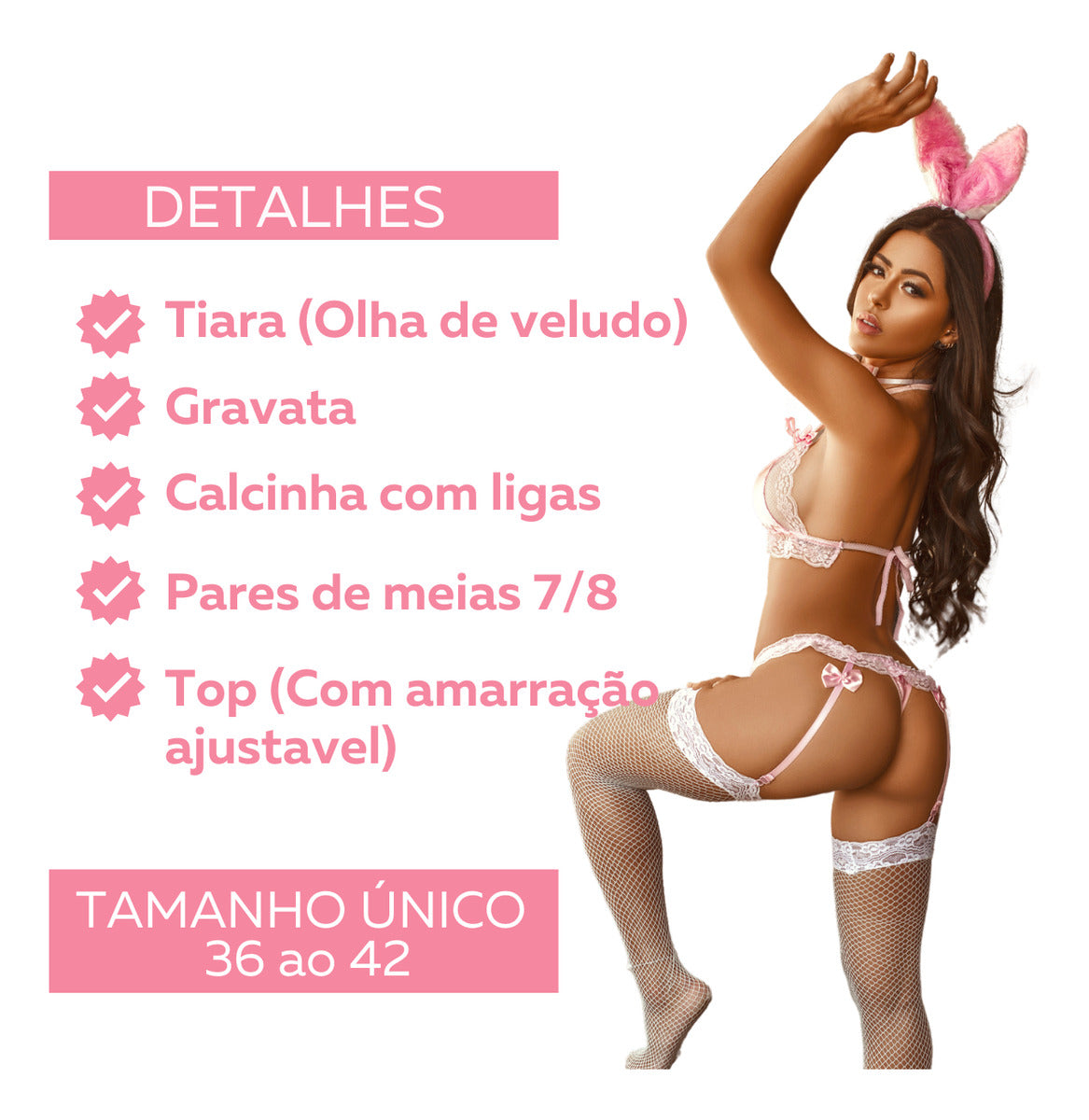 Fantasia Coelhinha Sexy Lingerie Feminina Alta Qualidade