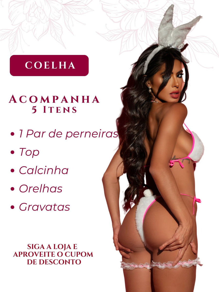 Fantasia Coelhinha Sexy Lingerie Feminina Alta Qualidade