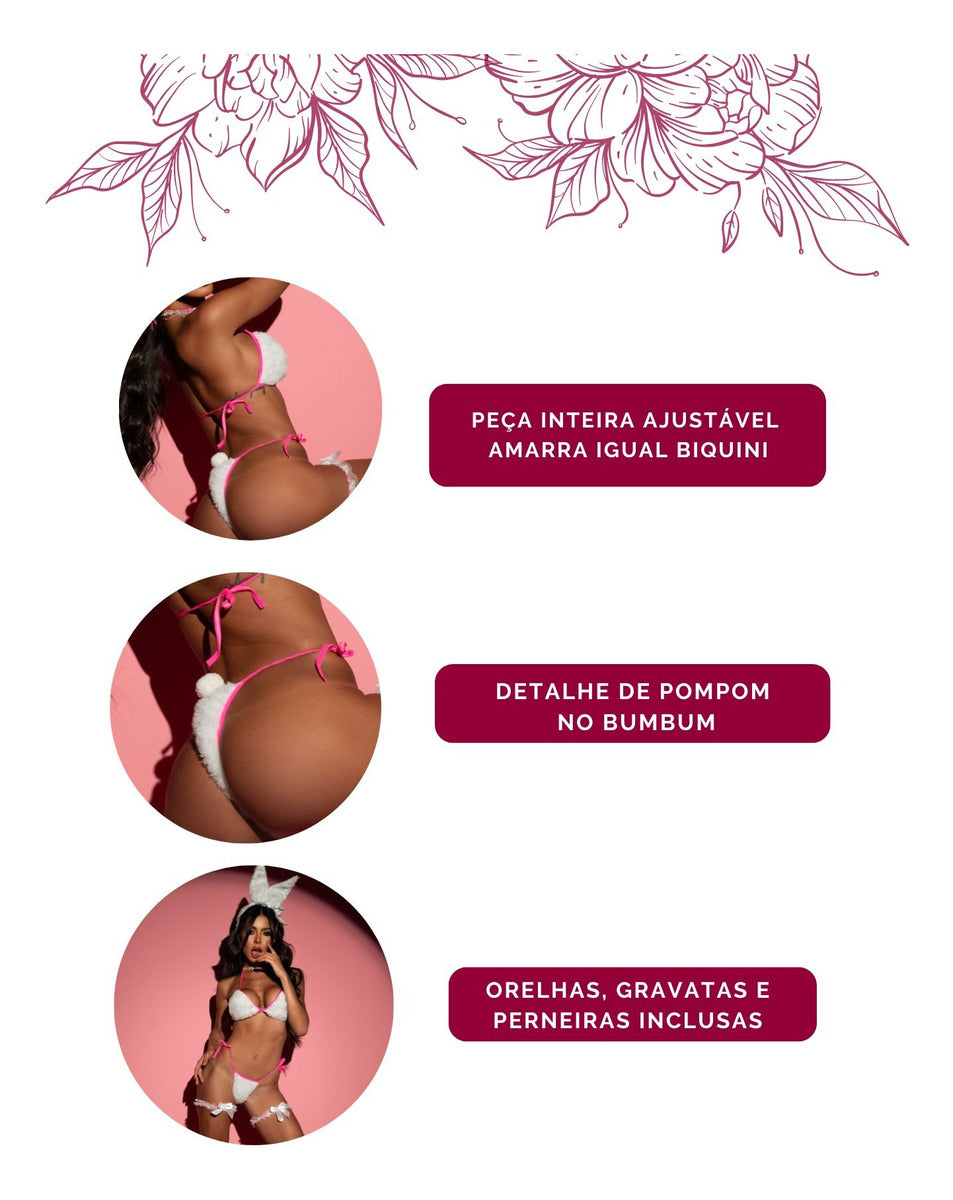 Fantasia Coelhinha Sexy Lingerie Feminina Alta Qualidade