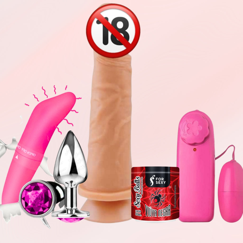 Kit Sex Shop Pinto Pênis Borracha Realístico, Consolo, Vibrador Golfinho, Plug Anal, Bullet, Bolinha