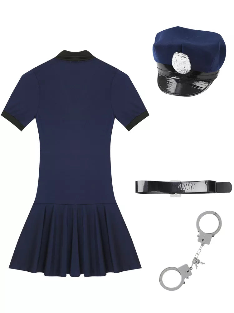 Fantasia cosplay fantasia policial feminina vestido Halloween policial role play-