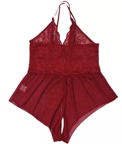 Roupa de noite feminina sexy plus size floral renda virilha aberta lingerie costas cruzadas-