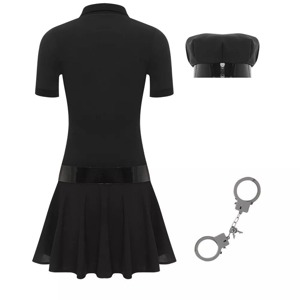 Fantasia cosplay fantasia policial feminina vestido Halloween policial role play-