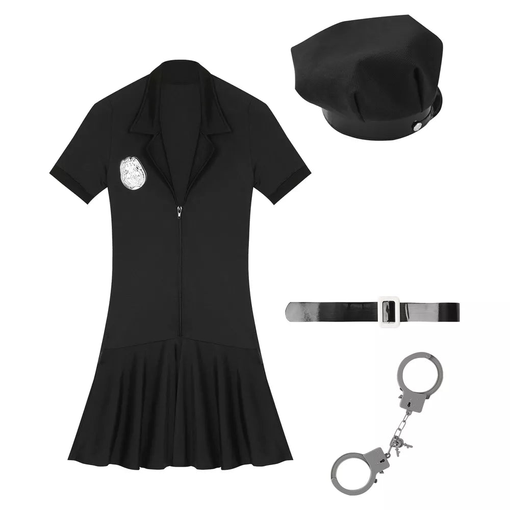 Fantasia cosplay fantasia policial feminina vestido Halloween policial role play-