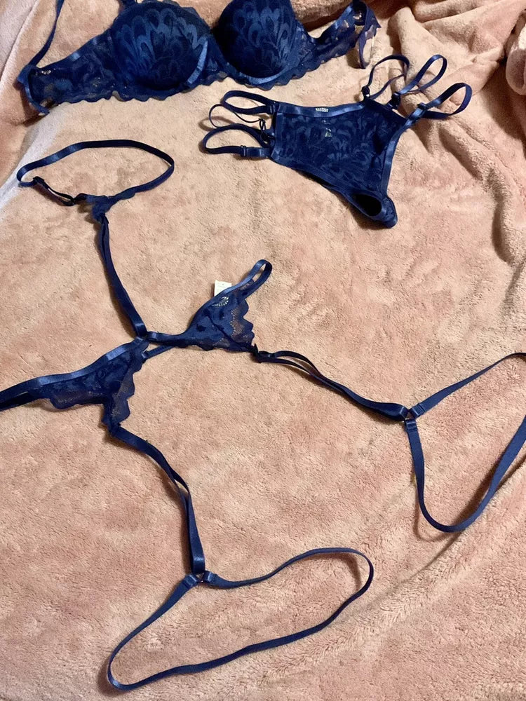 Conjunto de lingerie 3 peças combinando como novo sem etiqueta não usado-