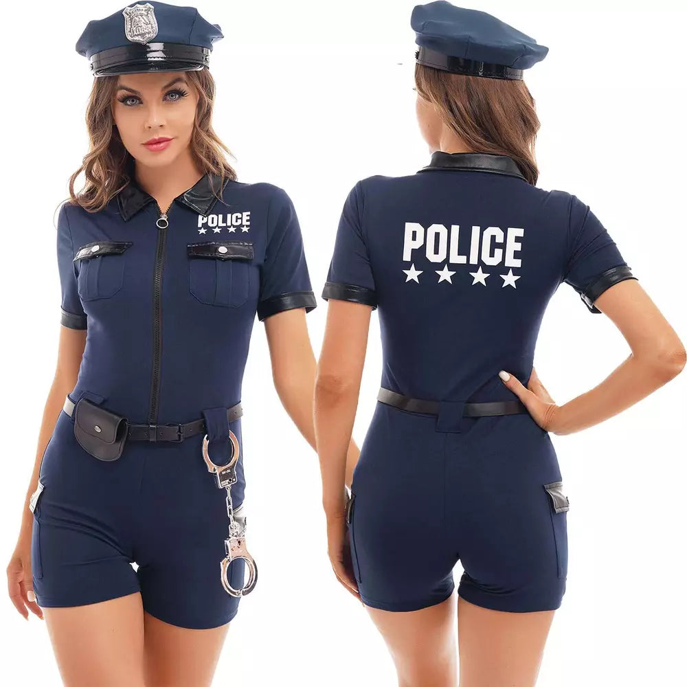 Fantasia cosplay fantasia policial feminina vestido Halloween policial role play-