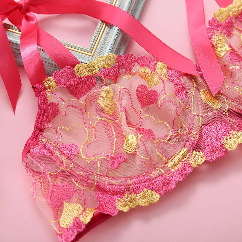 Feminino-Sexy-Roupa de Dormir-Lingerie-Garter-Underwired-Conjunto de Sutiã-Roupa de Noite-Babydoll-Vestido-