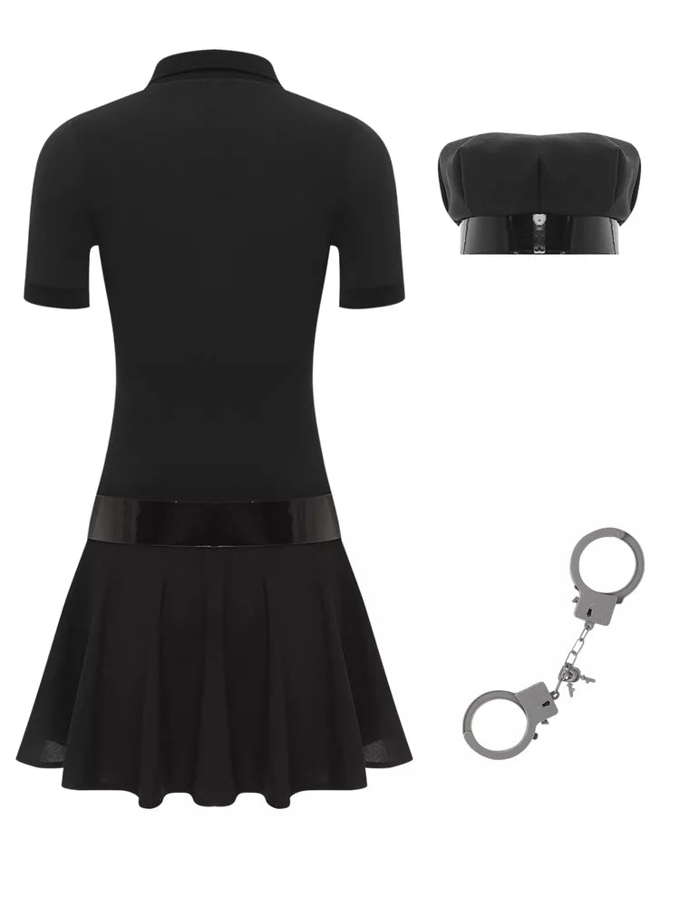 Fantasia cosplay fantasia policial feminina vestido Halloween policial role play-