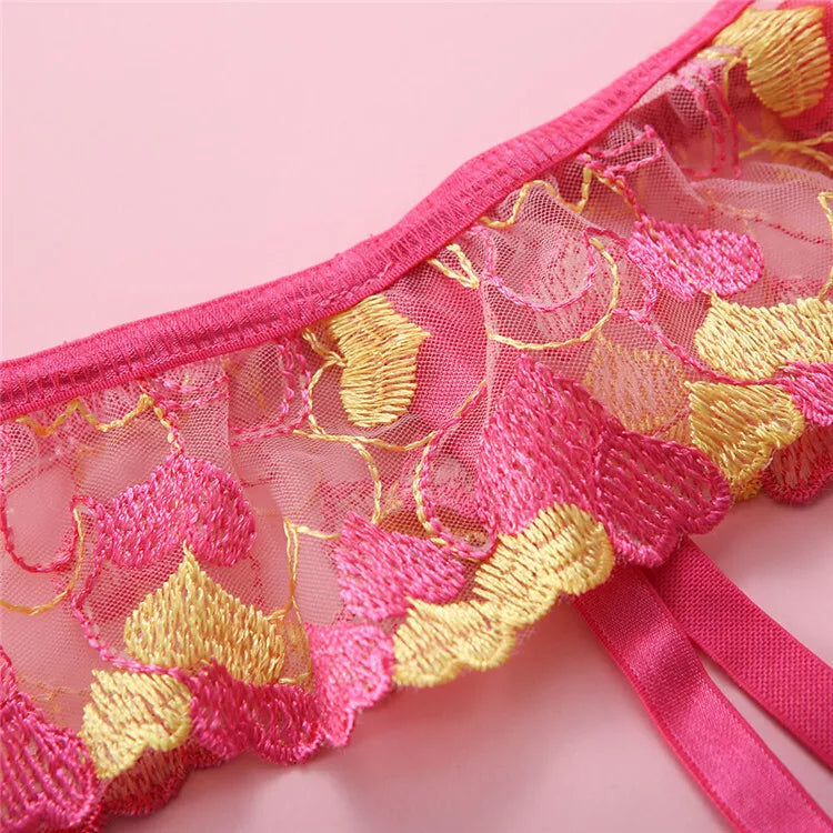Feminino-Sexy-Roupa de Dormir-Lingerie-Garter-Underwired-Conjunto de Sutiã-Roupa de Noite-Babydoll-Vestido-