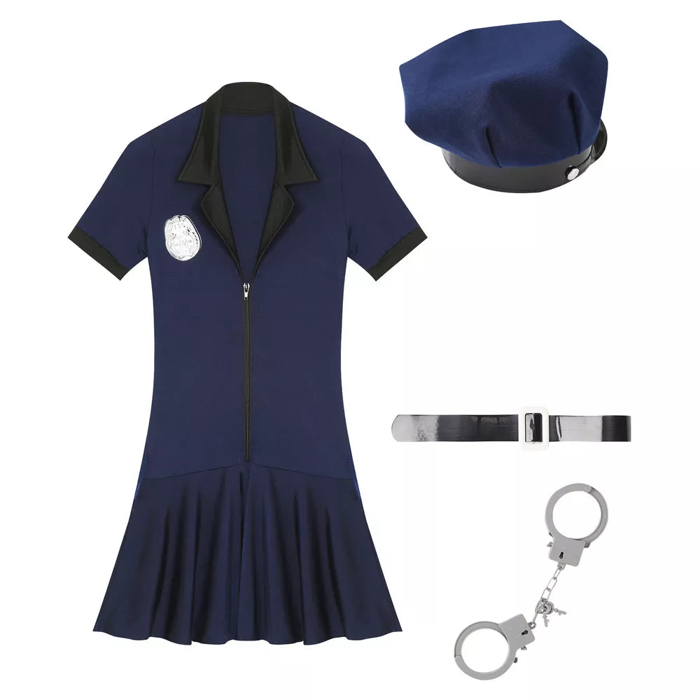 Fantasia cosplay fantasia policial feminina vestido Halloween policial role play-