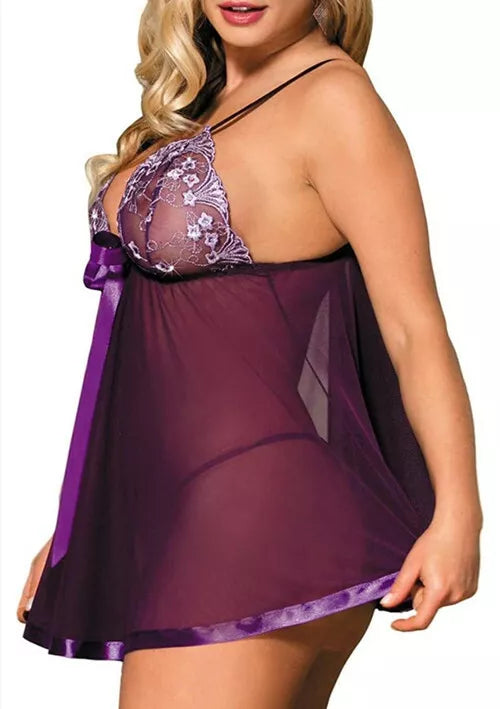 Roupa de dormir sexy feminina plus size 8-32 lingerie floral mais tanga-