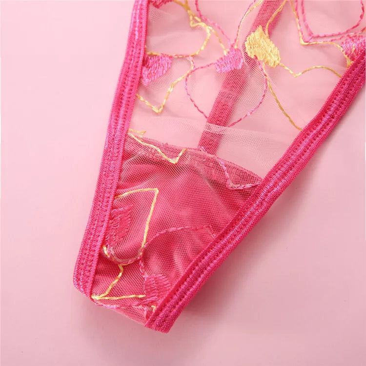 Feminino-Sexy-Roupa de Dormir-Lingerie-Garter-Underwired-Conjunto de Sutiã-Roupa de Noite-Babydoll-Vestido-