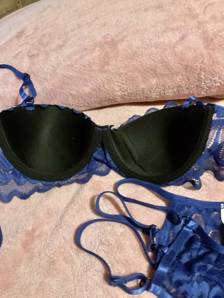 Conjunto de lingerie 3 peças combinando como novo sem etiqueta não usado-