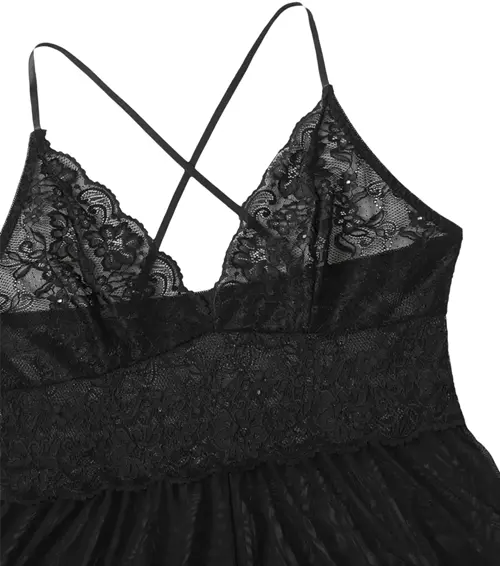 Roupa de noite feminina sexy plus size floral renda virilha aberta lingerie costas cruzadas-