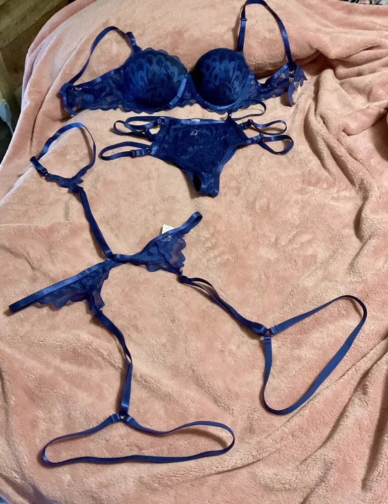 Conjunto de lingerie 3 peças combinando como novo sem etiqueta não usado-