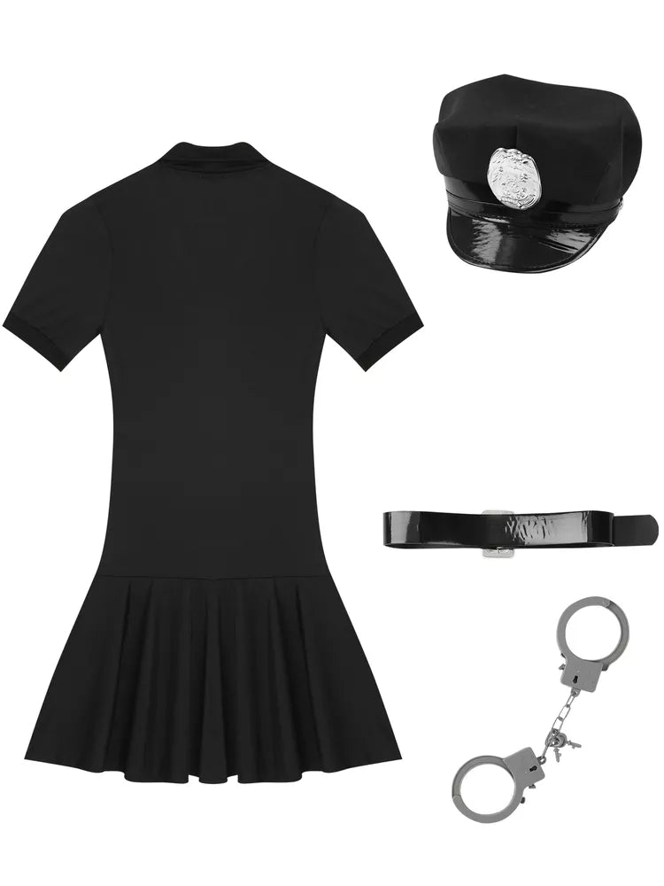 Fantasia cosplay fantasia policial feminina vestido Halloween policial role play-