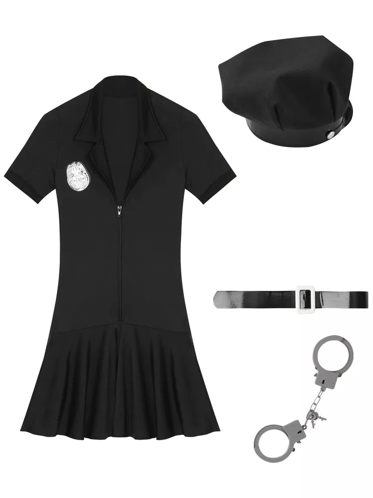Fantasia cosplay fantasia policial feminina vestido Halloween policial role play-