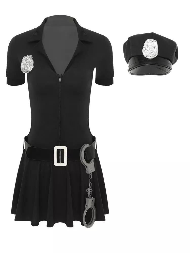 Fantasia cosplay fantasia policial feminina vestido Halloween policial role play-