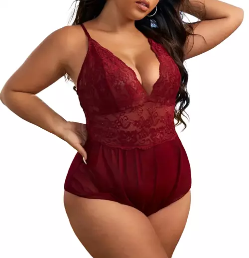 Roupa de noite feminina sexy plus size floral renda virilha aberta lingerie costas cruzadas-