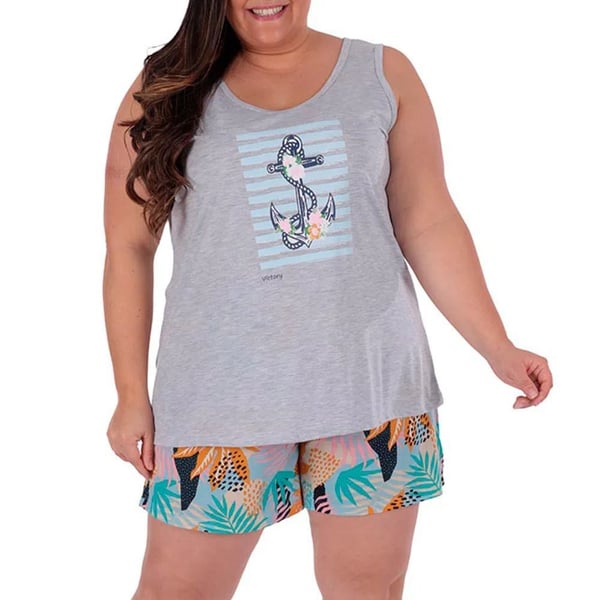 Short Doll Bella Plus Size Em Meia Malha Victory